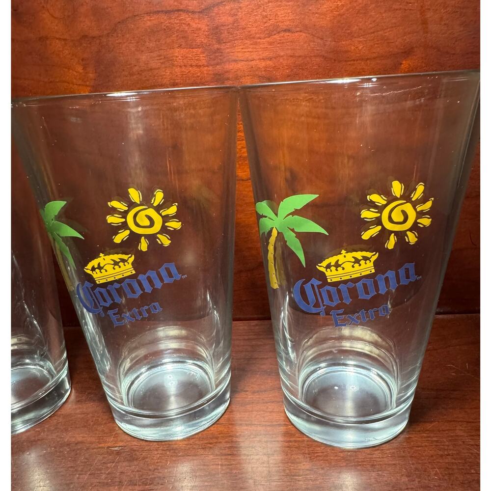2007 Corona Extra Pub Glass Collection 16oz Beer Glasses Gift Set Four 4 Glasses - Picture 3 of 12